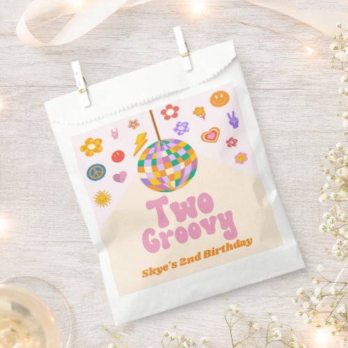 Two Groovy Retro Disco Ball 2nd Birthday Party Favor Bag