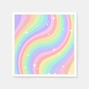 Two Groovy   Retro Pastel Rainbow 2nd Birthday Napkins