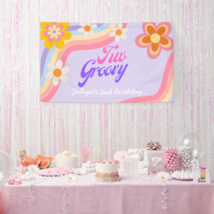 Two Groovy Retro Rainbow 2nd Birthday Banner