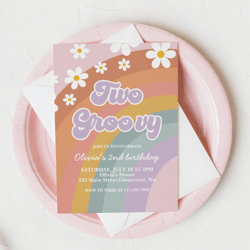 Two Groovy Retro Rainbow 2nd Birthday