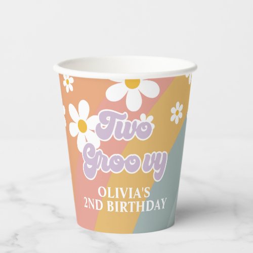 Two Groovy Retro Rainbow Paper Cups