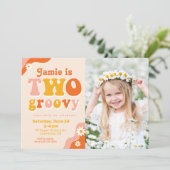 Two Groovy Retro Second Birthday Photo Invitation (Standing Front)