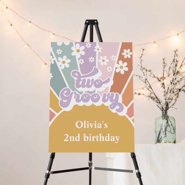 Two Groovy Retro Sunshine Rainbow Daisy Foam Board (In Situ (Stand))