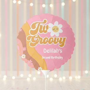 Two groovy retro vintage second birthday balloon