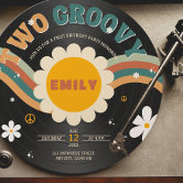 Two Groovy Boho Retro 2nd Birthday Invitations