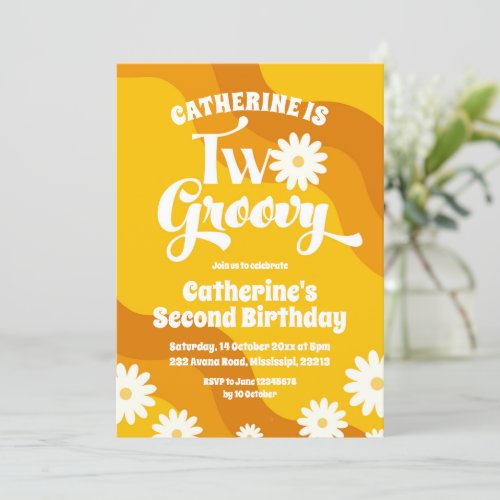 Two Groovy Second Birthday Invitation
