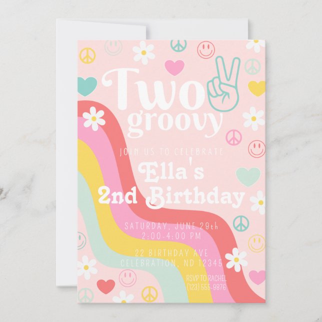 Two Groovy Second Birthday Invite (Front)
