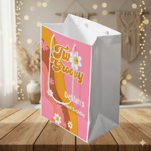 Two groovy second birthday medium gift bag