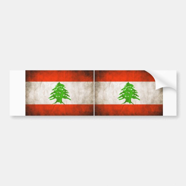 TWO Grungy Lebanon Flag Bumper Sticker (Front)