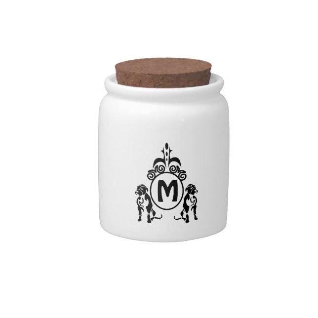 Two Guard Dog Monogram Candy Jar (Front)