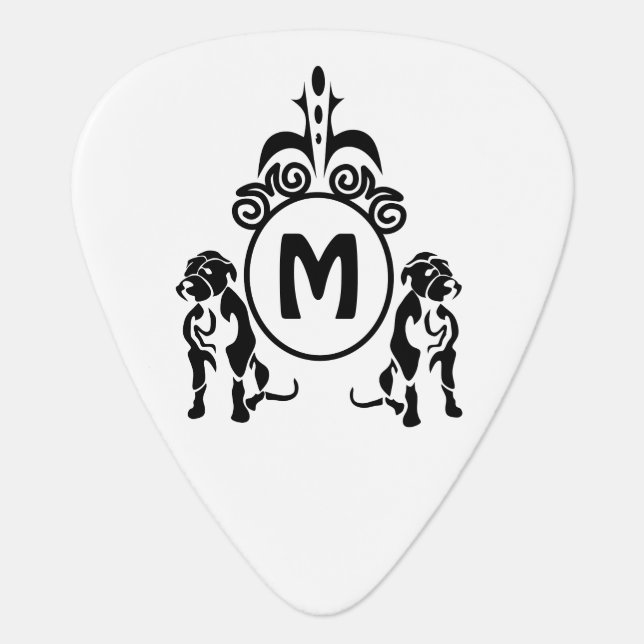 Two Guard Dog Monogram Guitar Pick (Front)