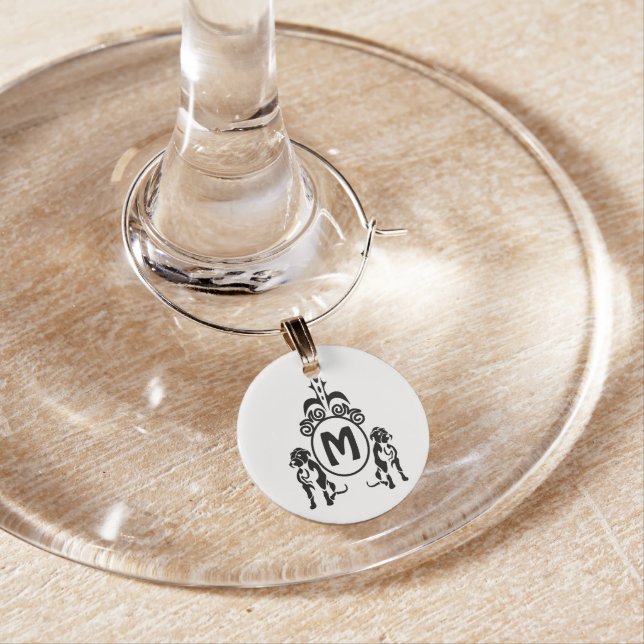 Two Guard Dog Monogram Wine Charm (In Situ)
