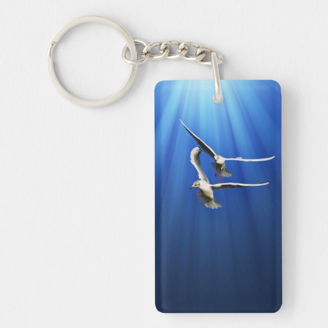 Two gulls Rectangle (double-sided) Keychain (Front)