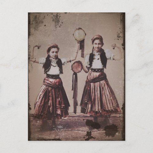 Two Gypsy Girls with Tamborines Postcard