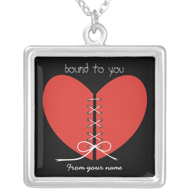 Two halves heart custom silver pendant (Front)