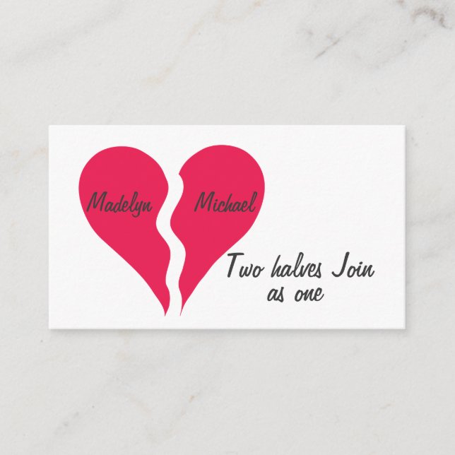 Two Halves Hearts Join as One Enclosure Card (Front)