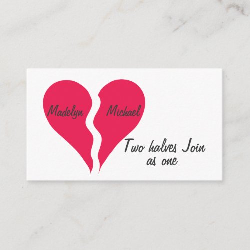 Two Halves Hearts Join as One Enclosure Card