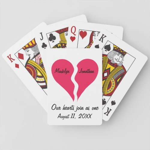 Two Halves Hearts Join as One Name Personalized Poker Cards