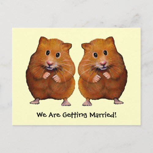TWO HAMSTERS SAVE DATE MARRIAGE ANNOUNCEMENT POSTCARD