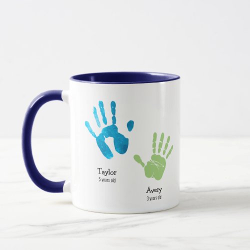 Two handprints We love you Mommy Custom Mug