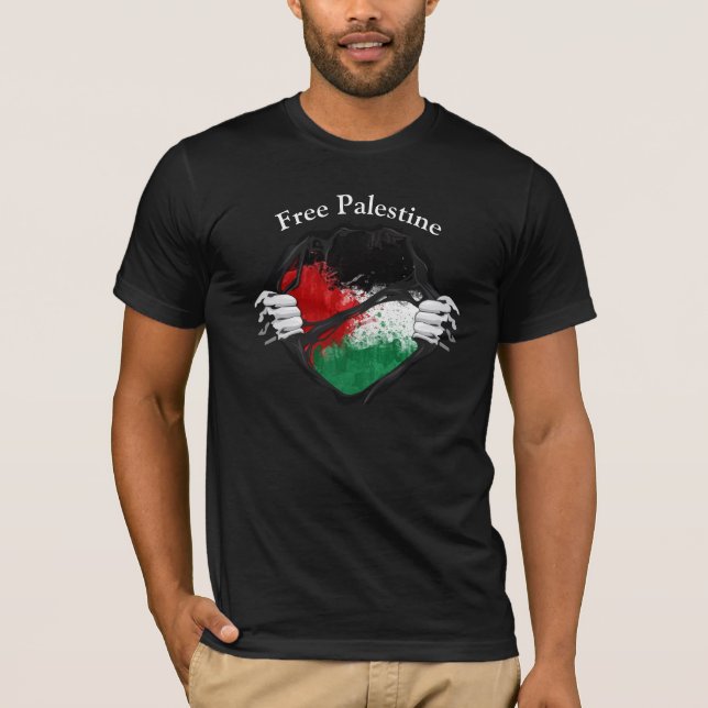 Two Hands Free Palestine stomized T-Shir T-Shirt (Front)