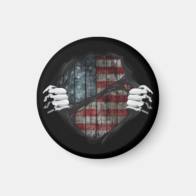 Two Hands Ripping Revealing Flag Customized Magnet (Front)