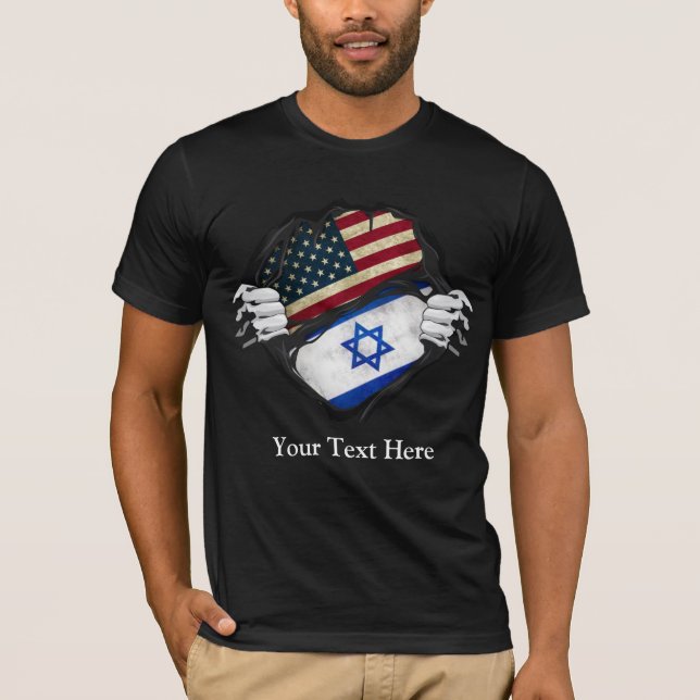 Two Hands Ripping Revealing Flag Customized T-Shirt (Front)