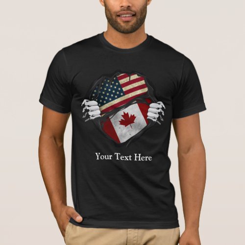 Two Hands Ripping Revealing Flag Customized T_Shirt