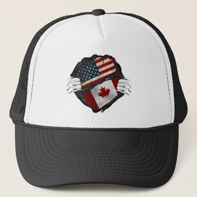 Two Hands Ripping Revealing Flag Customized Trucker Hat (Front)