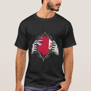 Two Hands Ripping Revealing Flag of Bermuda T-Shirt