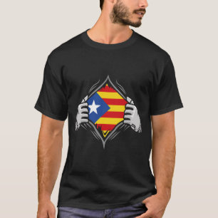 Two Hands Ripping Revealing Flag of Catalonia T-Shirt