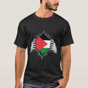 Two Hands Ripping Revealing Flag Palestine Flag   T-Shirt