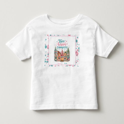 Two Happy Campers Twin Girls' Birthday Party Toddler T-shirt