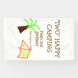 Two happy camping 2nd birthday tree camp kids banner