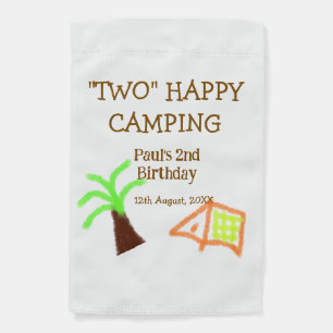 Two happy camping 2nd birthday tree camp kids garden flag