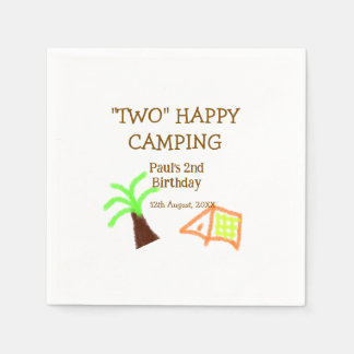 Two happy camping 2nd birthday tree camp kids napkins