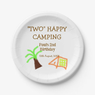 Two happy camping 2nd birthday tree camp kids paper plates