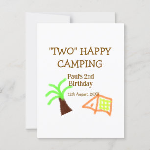 Two happy camping 2nd birthday tree camp kids postcard