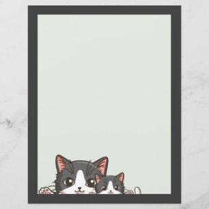 Two happy gray kittens on Paper Sheet