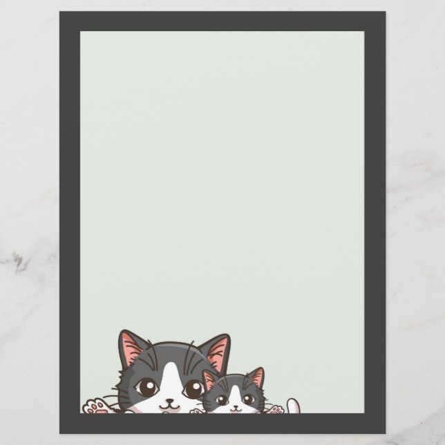Two happy gray kittens on Paper Sheet (Front)