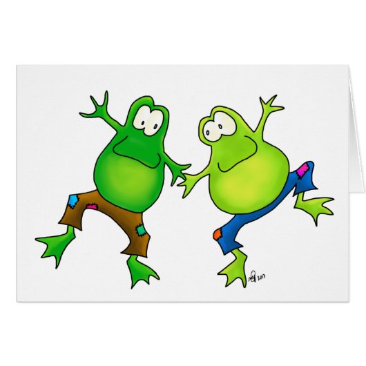 Two Happy Jumping Frog Buddies Cards (Front Horizontal)