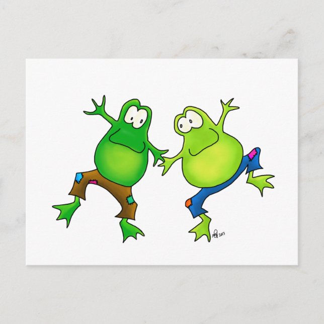 Two Happy Jumping Frog Buddies Postcard (Front)