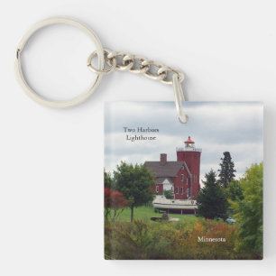 Two Harbor Lighthouse & Boat acrylic key chain
