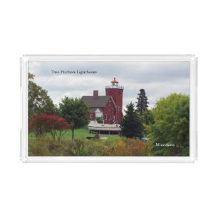 Two Harbor Lighthouse & Boat acrylic tray