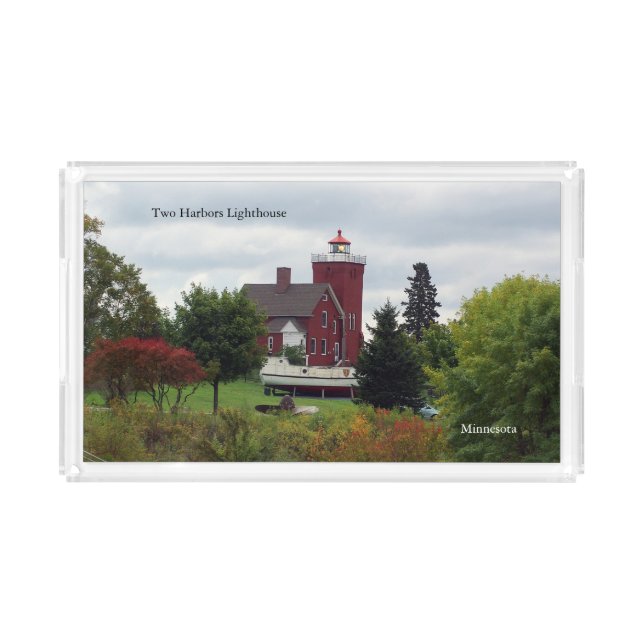 Two Harbor Lighthouse & Boat acrylic tray (Front)