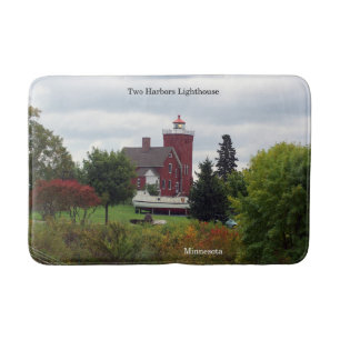 Two Harbor Lighthouse & Boat bathmat