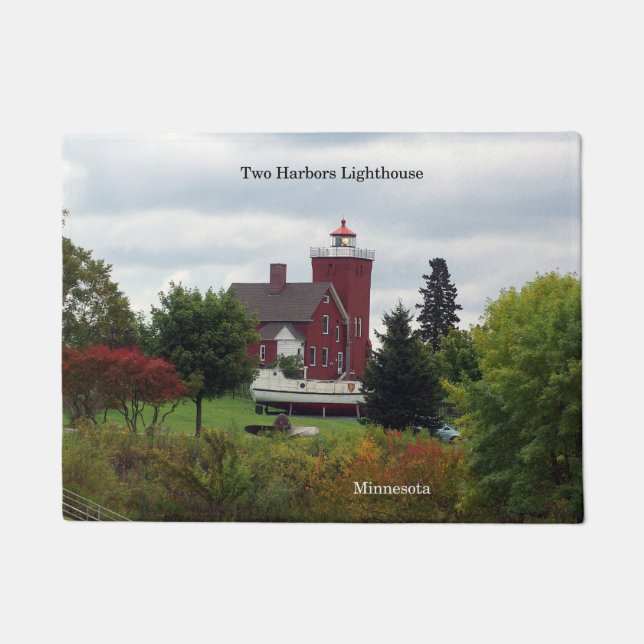 Two Harbor Lighthouse & Boat door mat (Front)