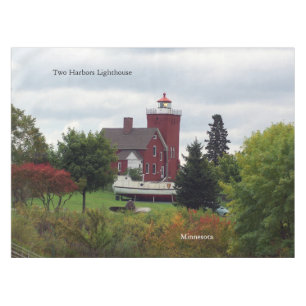 Two Harbor Lighthouse & Boat table cloth