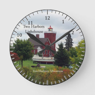 Two Harbors Lighthouse and boat clock