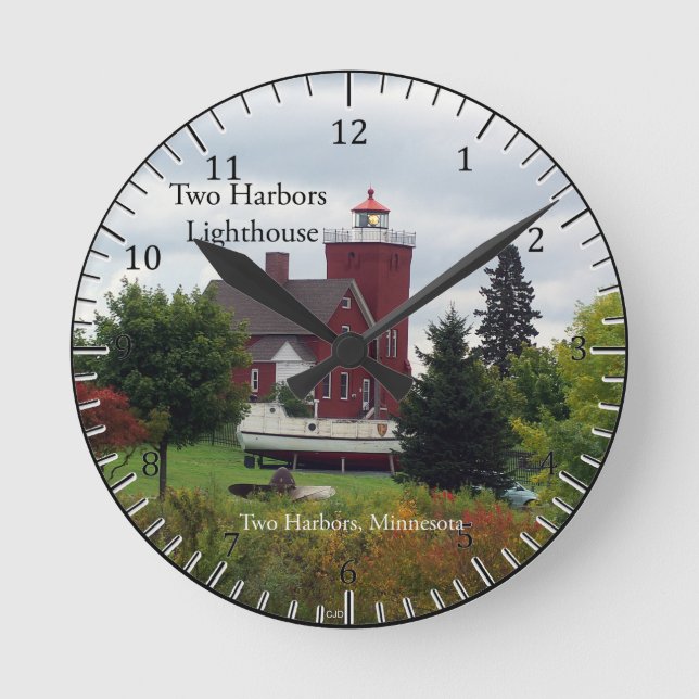 Two Harbors Lighthouse and boat clock (Front)